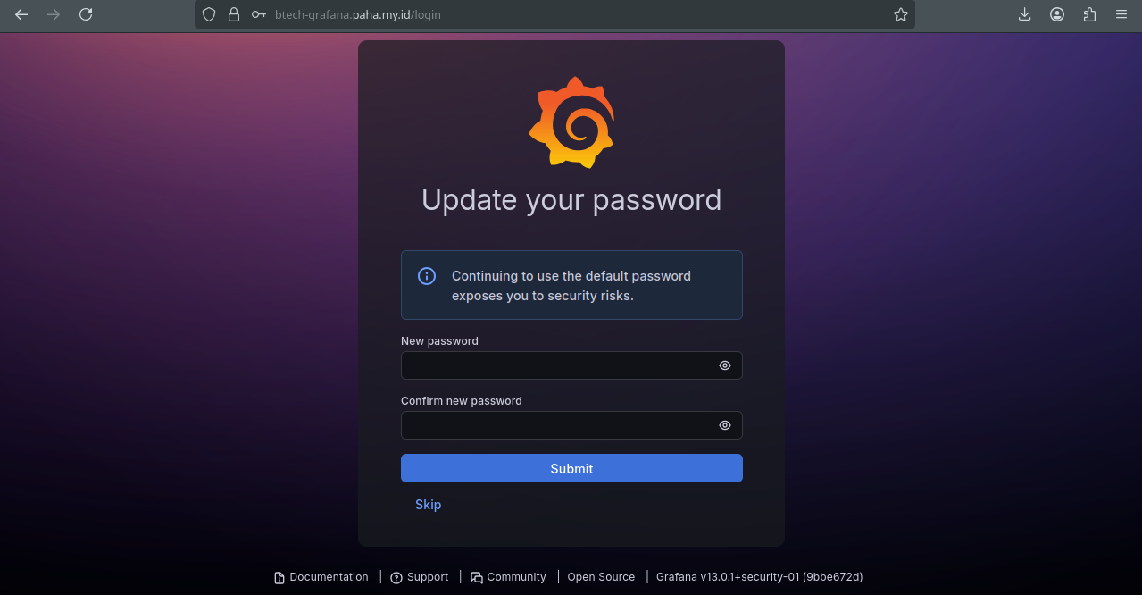 Grafana New Password